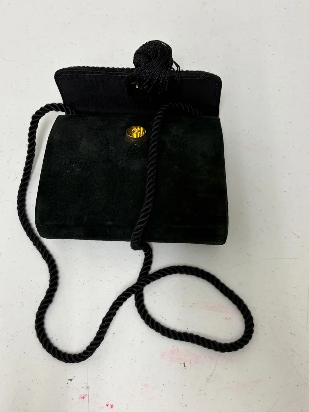 Mark Baren Black Suede Tassel Evening Clutch